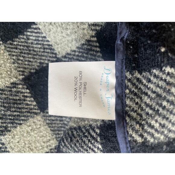 Draper James Gingham Blue Gray Fleece Wool Blend Cape Jacket • Size M/L - Picture 5 of 5